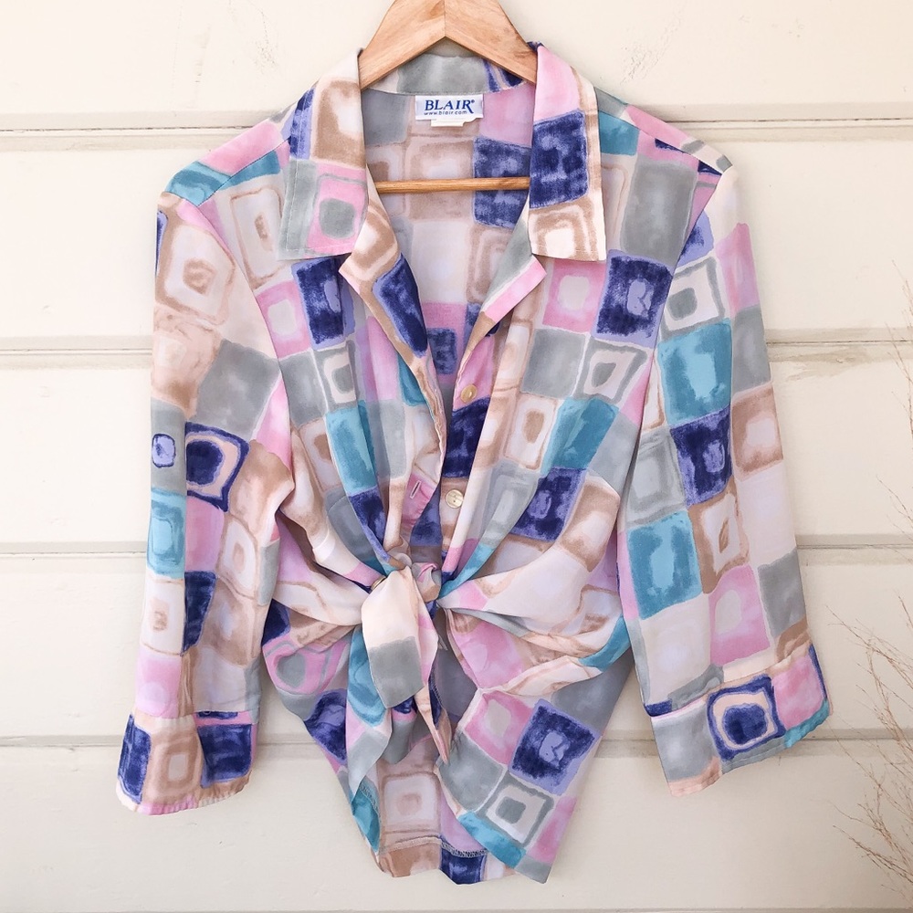 Vintage Printed Button Up Top